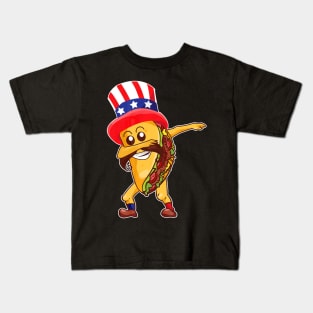 Dabbing Taco 4th July Shirt Fourth of July Kids T-Shirt